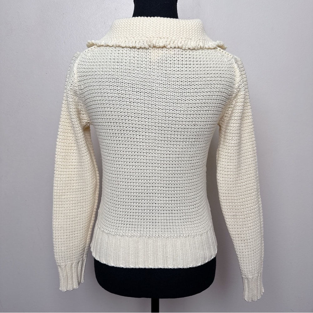 Beewear Womens Small Vintage Open Crochet Ivory Floral Collar Sweater - Picture 3 of 15